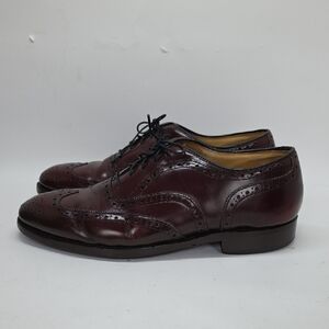 Johnston & Murphy Leather Burgundy Wingtip Oxford Dress Shoes READ Flaws 8.5